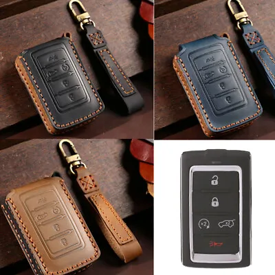 Leather Car Key Cover Case Holder Fob For Jeep Grand Cherokee Wagoneer 5 Buttons • $14.25