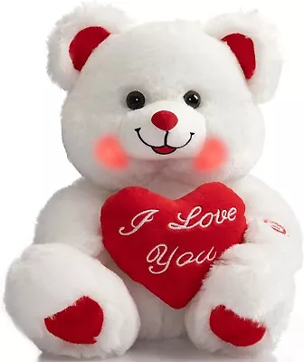 Teddy Bear With Heart Plush Bear That Says I Love You And Blushes LED Stuffed To • $24.99