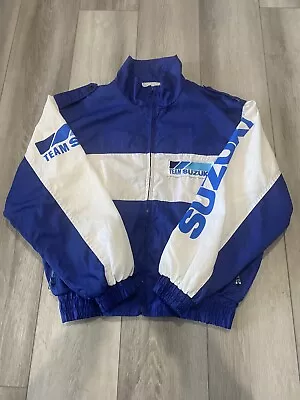 VINTAGE Team Suzuki Racing Jacket Motocross Supercross Blue White Small • $80