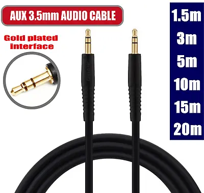 Long AUX Cable 3.5mm Stereo Audio Male To Male Auxiliary Cord 1.5/3/5/10/15/20m • $3.95