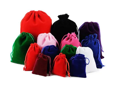 10-100pcs Velvet Drawstring Gift Bag Wedding Jewellery Candy Party Pouch Bags UK • £4.29