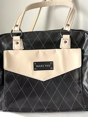 Vintage Mary Kay Large Black Cream Consultant Starter Travel Bag Tote Organizer • $21.97