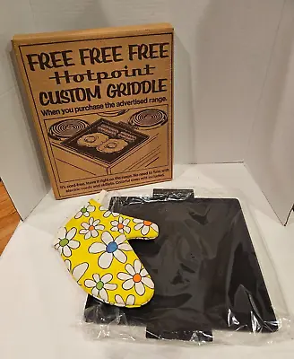 Vintage 11x11 Square Hotpoint Stovetop Custom Griddle NIB & Oven Mitt • $89.99