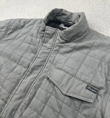 Wrangler Jacket Mens Extra Large Gray Chore Barn Quilted Coat Duck Canvas • $26.99