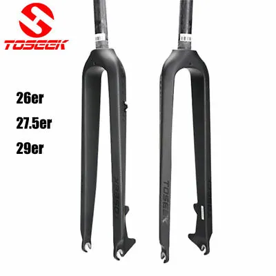 £94.75 • Buy Toseek MTB Bike Rigid Forks Carbon 1-1/8'' Cycling Fork Disc Brake 26/27.5/29er