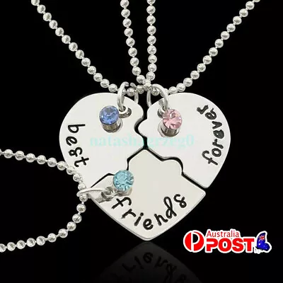 3pcs  Best Friends Forever  Heart Pendant Necklace Friend Jigsaw Necklace HOT • $15.53