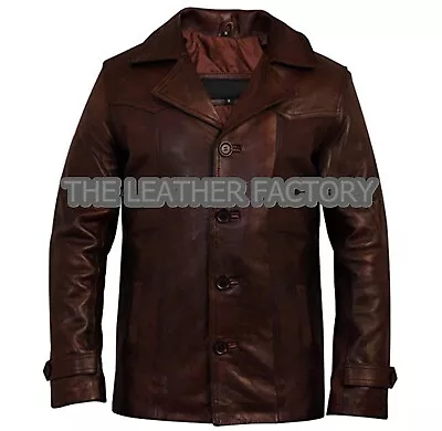 Men's Real Antique Vintage Brown Leather Jacket Coat • $44.99