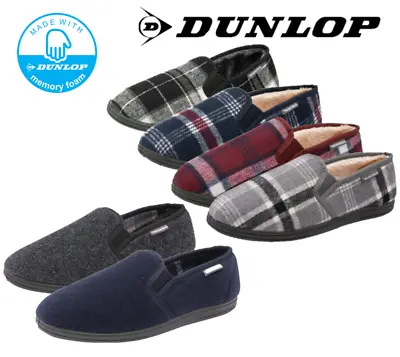 £10.99 • Buy Men's Dunlop Indoor Twin Gusset Warm Fleece Lined Memory Foam Wide Fit Slippers