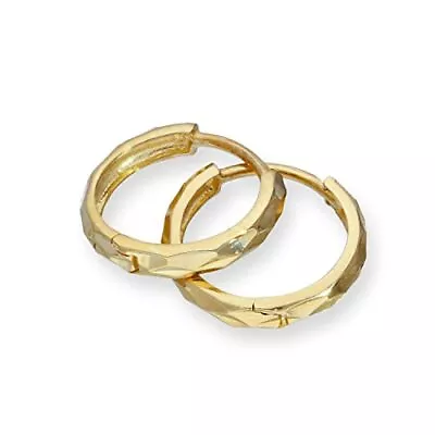 9ct Gold Faceted Huggie Hoops Earrings • £42.12