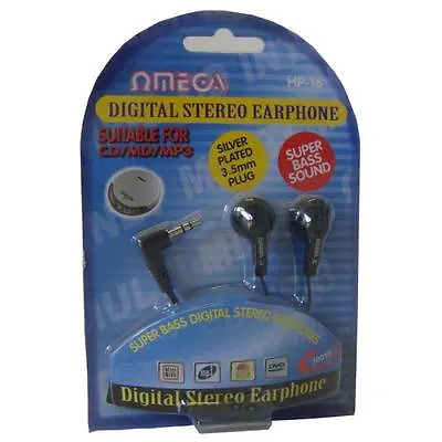 £2.99 • Buy Omega HP-16 Digital Stereo Earphone Super Bass Sound For IPod Mp3 Player Black