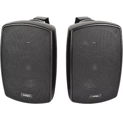 2x 4  60W Black Outdoor Rated Speakers 8 OHM Weatherproof Wall Mounted HiFi • £74.99