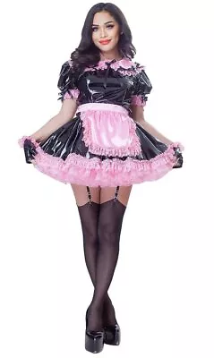 French Sissy Girl Maid Black PVC Lockable Dress Cosplay Costume Tailor-made • $78.50