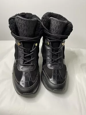 Michael Kors Liv Bootie Size 9 Black Suede Hidden Wedge Boots Sneakers • $60