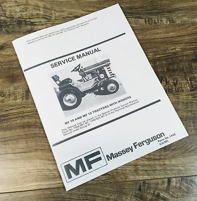 Massey Ferguson 10 12 Tractor W/ Mower Service Manual Repair Shop Lawn Garden • $10.97