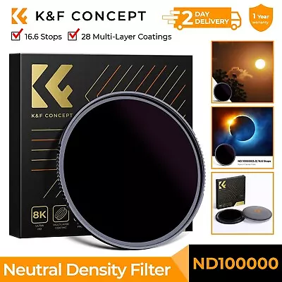 K&F Concept ND100000 16.6 Stops 49-95mm Fixed ND Lens Filter Neutral Density • $48.99