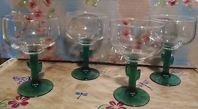 Libbey Glass Cactus 16 Oz Juniper Margarita Glasses Set Of 4 • $33.33