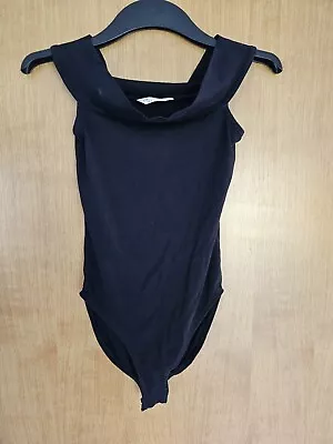 MISS SELFRIDGE Size 8 Off The Shoulder High Necked  Black Bodysuit. • £4.50