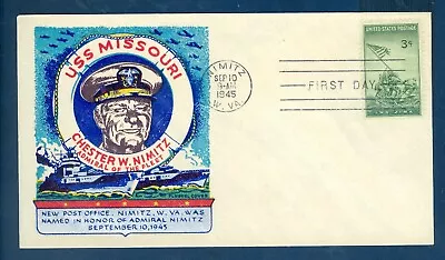 US 929 Iwo Jima Admiral Chester Nimitz First Day Cover Fluegel Cachet • $10.95