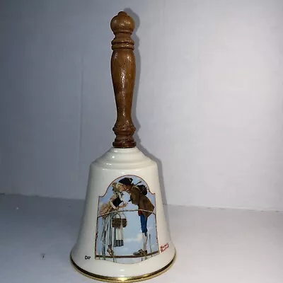 Vtg 1983 Gorham Norman Rockwell Wooden Handle Bell 9  Tall The Milkmaid • $6.52