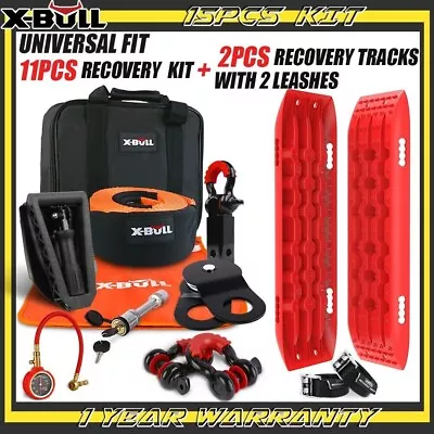 X-BULL Recovery Kit 4X4 4WD Winch Recovery Tracks 15PCS Snatch Strap Offroad Car • $219