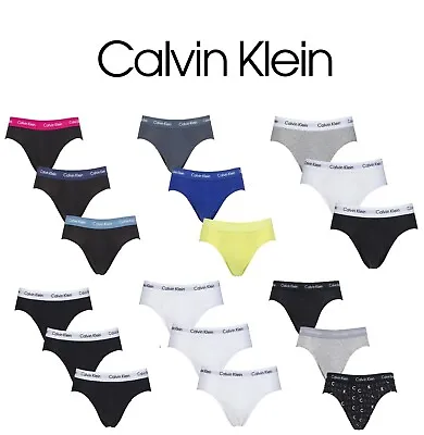 Calvin Klein Hip Briefs Underwear Mens Cotton Stretch Many Colours 3 Pair Pack • £39