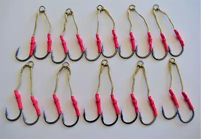 20 Assist Hooks 7/0 Black Nickel For Knife Vertical Speed Jigs 5 Packs-10 Pairs • $14.99