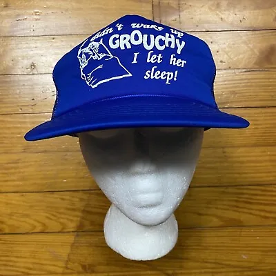 Vintage Trucker Hat Adult Adjustable Blue Snapback Mesh Back Funny Humor 80s 90s • $14.40