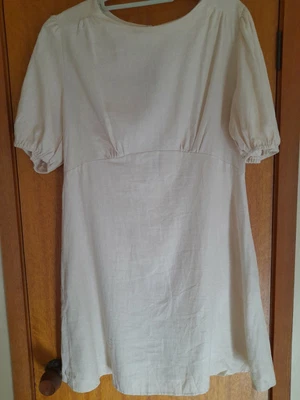 $20 • Buy Asos. Cream Linen Viscose. Dress. Tagged.UK 14.