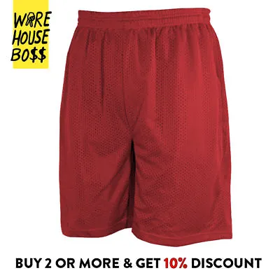 Mens Plain Mesh Shorts 2 Pocket Casual Basketball Shorts Gym Fitness Hip Hop • $8.95