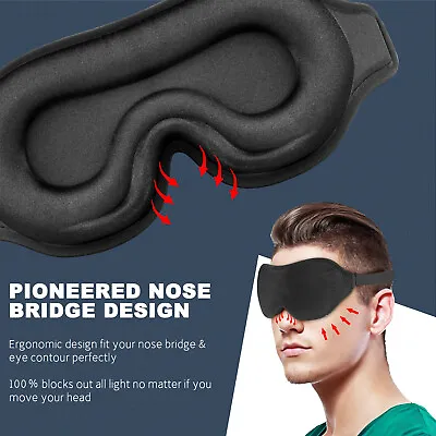 3D Travel Silk Eye Mask Sleeping Soft Padded Shade Cover Rest Relax Blindfold US • $8.98