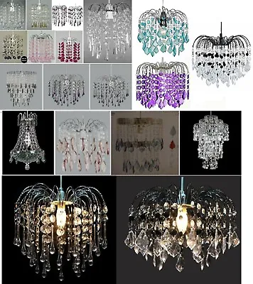 Modern Acrylic Hanging Crystal Droplet Chandelier Ceiling Light Shade Pendant  • £24.90
