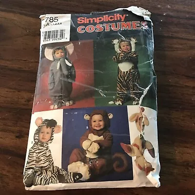 Simplicity Costumes Elephant Tiger Monkey Giraffe Halloween Size 234T Pattern • $7