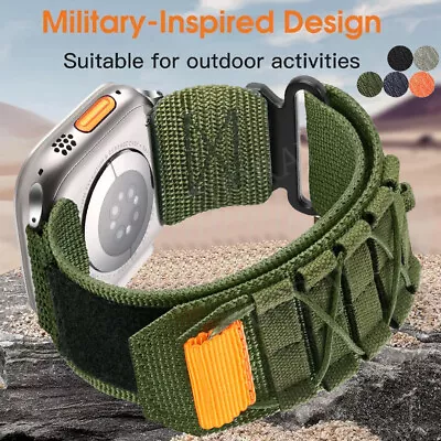For Apple Watch Ultra Rugged Military Nylon Strap Band Series 9 8 7 6 5 4 3 2 SE • £8.95