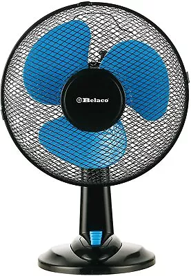 Belaco 12inch Blue Table Fan Desk Fan With 3 Speed Oscillating Cooling Fan Stand • £17.20