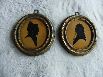 Pair Of Vintage George And Martha Washington Framed Oval Silhouettes • $29.99