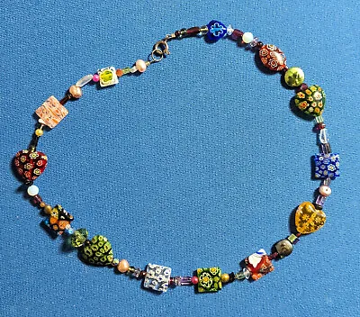 Murano Glass Beads Vintage Necklace. Hearts Flowers. Good. Unique. 18  • $29.99