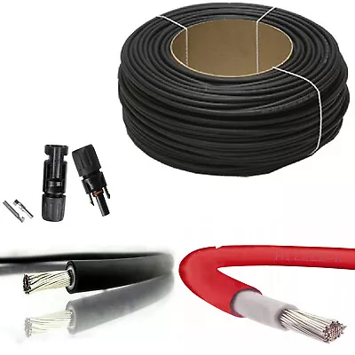 Solar Panel PV Cable DC Rated 4mm² 6mm² with MC4 Connector Plugs Crimp Wire • £7.97