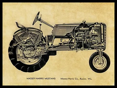 Massey Harris Tractors NEW Metal Sign: Mustang Model Schematic Cutaway View • $19.88