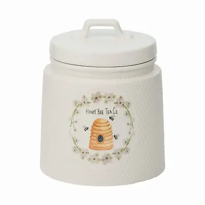 Honey Bee Tea Cookie Jar Ceramic Honeycomb Country Farmhouse • $32