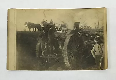 Real Photo Postcard Of A Logging Steam Engine Tractor Farming Equipment RPPC • $19.99