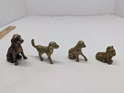 Vintage Solid Brass Collection Heavy Brass Dog Figurine Antique 1970s Lot Of 4 • $39.99