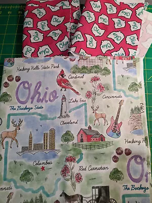 Fabric Scrap Lot-Ohio State Themed Fabrics- Approx 1/2 Yard!-Great Prints! • $5