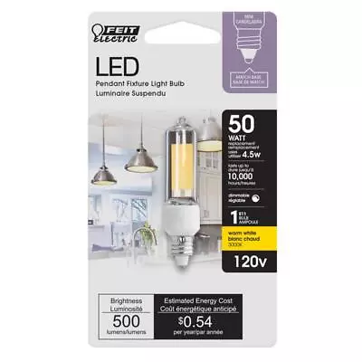 Feit Electric Clear Warm White Mini Candelabra E11 Dimmable LED Bulb 4.5W 3000K • $12.34