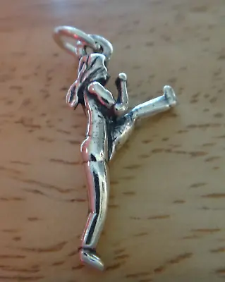 12x25mm 3D Martial Arts Karate Judo Girl Sterling Silver Charm • $26.59