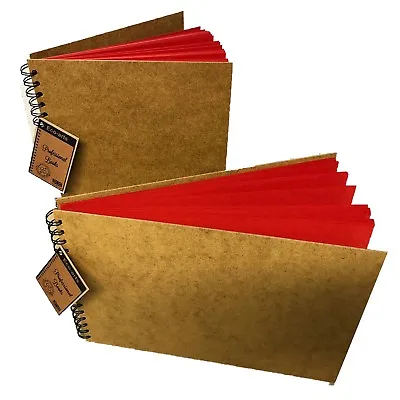 BRIGHT RED Wooden Hardback Cover Scrapbook Pad Wirobound Sketch Book Album Card • £14.99