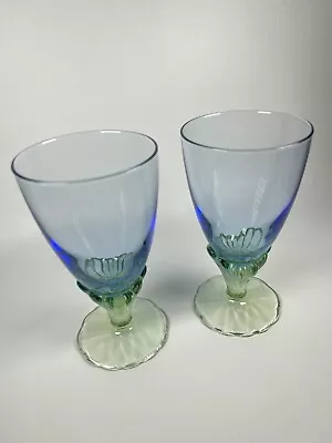 Vtg Bormioli Rocco Bahia Goblet Juice Crystal Glass Italy 5.5  Set Of 2 • $25