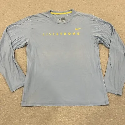 Nike Livestrong DriFit Long Sleeve Performance Shirt Blue Mens Medium • $10