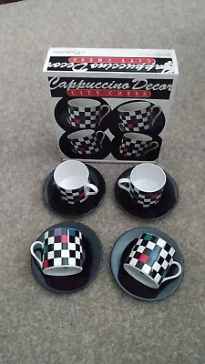 Retro City Chess 90s Set Of Four Cups And Saucers In The Box Retro • £17.99