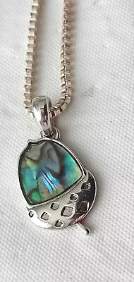 Dainty Abalone & Silver Tone Acorn Pendant Necklace   B121 • £6