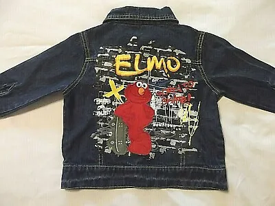 $32 • Buy Sesame Street Elmo Skateboarding Denim Jacket Childs Size 2T Jean Jacket 